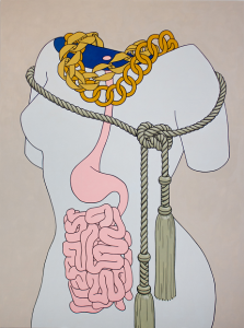 Flatlands no renuncia a las enseñanzas de los genios de la plástica precedentes/ Foto: Obra de Caitlin Keogh titulada "Intestine and Tassels". Foto de Jordan Freeman